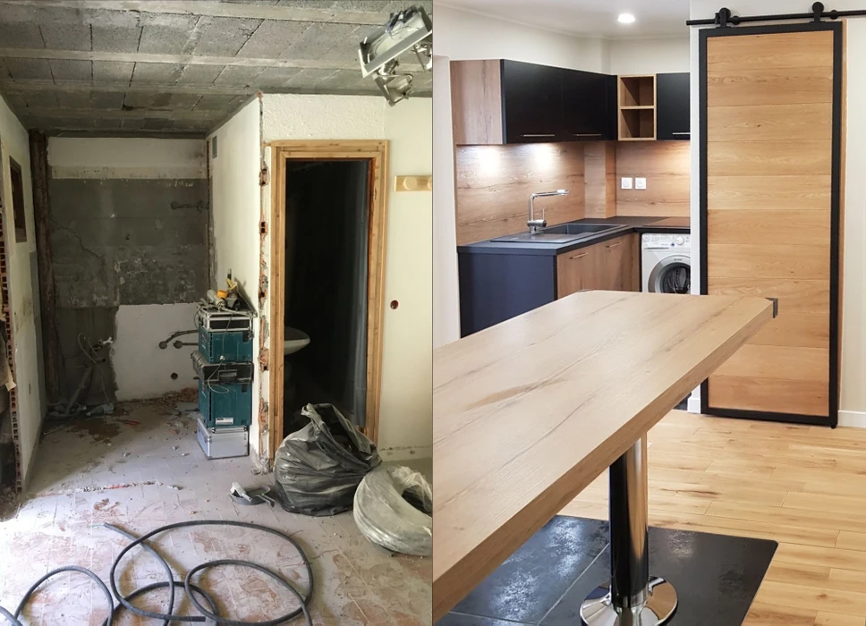 Rénovation d'une salle à manger, comparatif avant/après